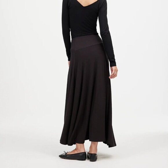 Madewell Flowy Jersey Asymmetric-Seam Midi Skirt Black Size L NWT - Picture 3 of 10